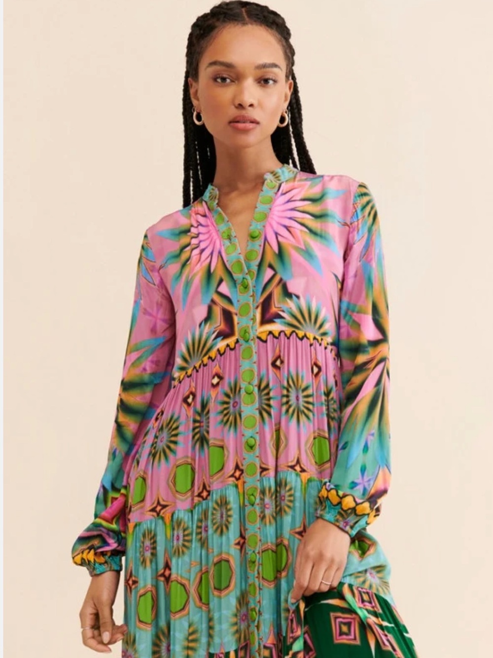 Siddhartha Bansal Geometric Tier Maxi Dress XSP - Picture 4 of 13